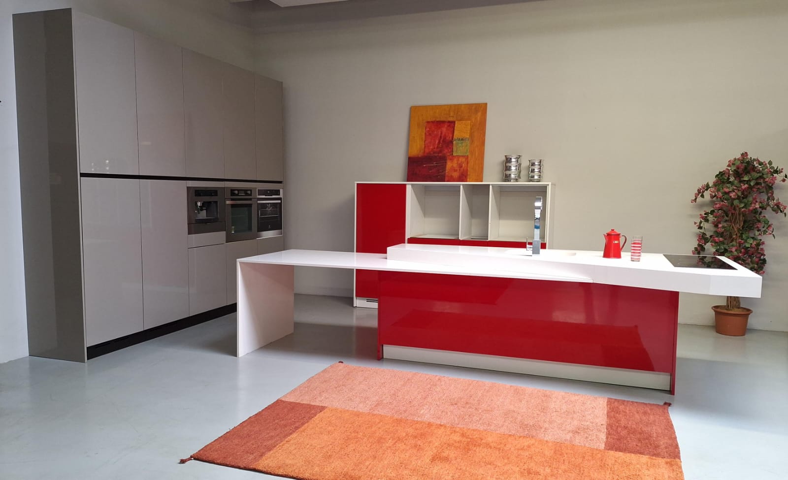 Cucina Diago piano quarzo bianco con vasca integrata - Visma Arredo OUTLET
