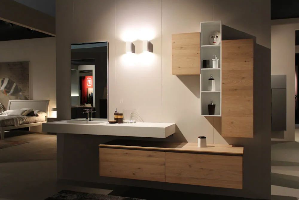Bagno rovere naturale top ecomalta con vasca integrata - Visma Arredo OUTLET
